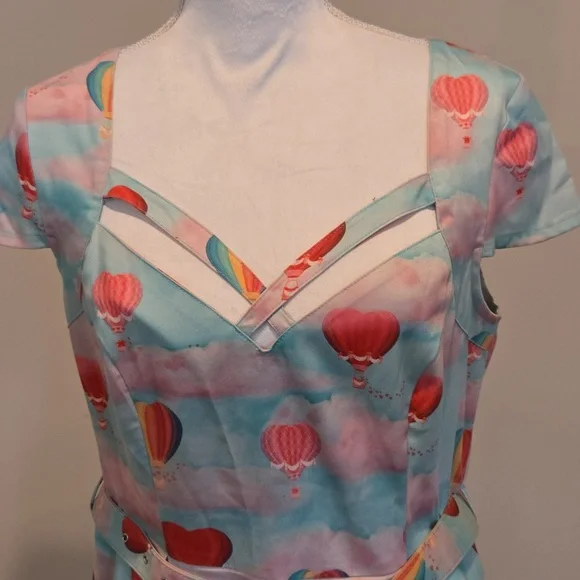 NWT Voodoo Vixen Novelty Print Hot Air Balloon Retro Rockabilly Dress XL - Picture 2 of 10